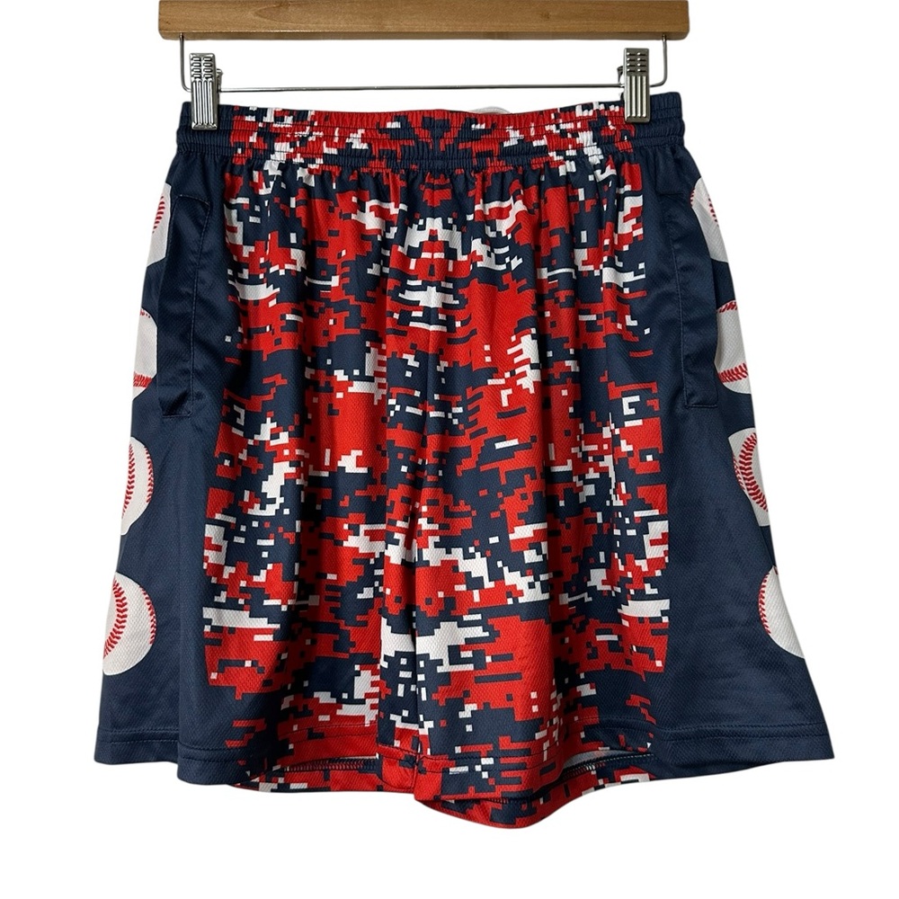 Men's Athletic Shorts - Red and Blue Digital Camo